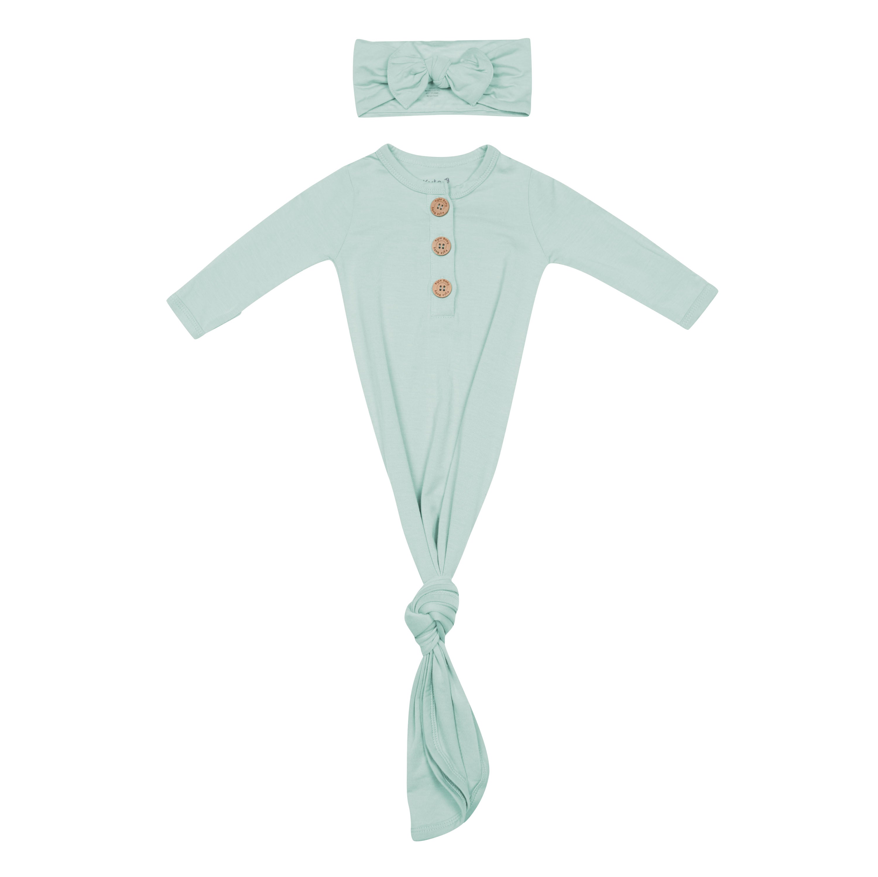 Knotted Day Gown with Bow Set in Sage