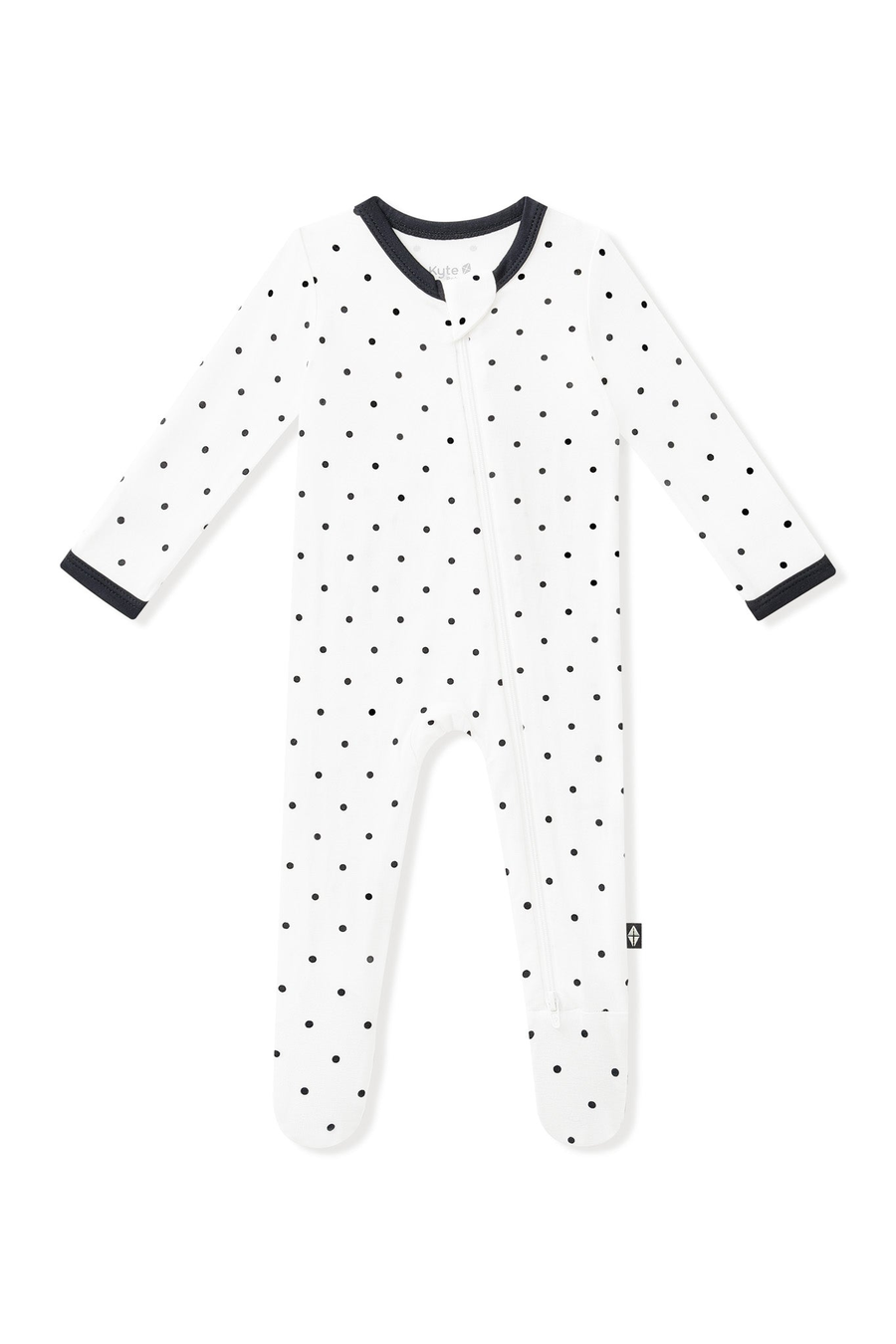 Zippered Footie in Midnight Polka Dot