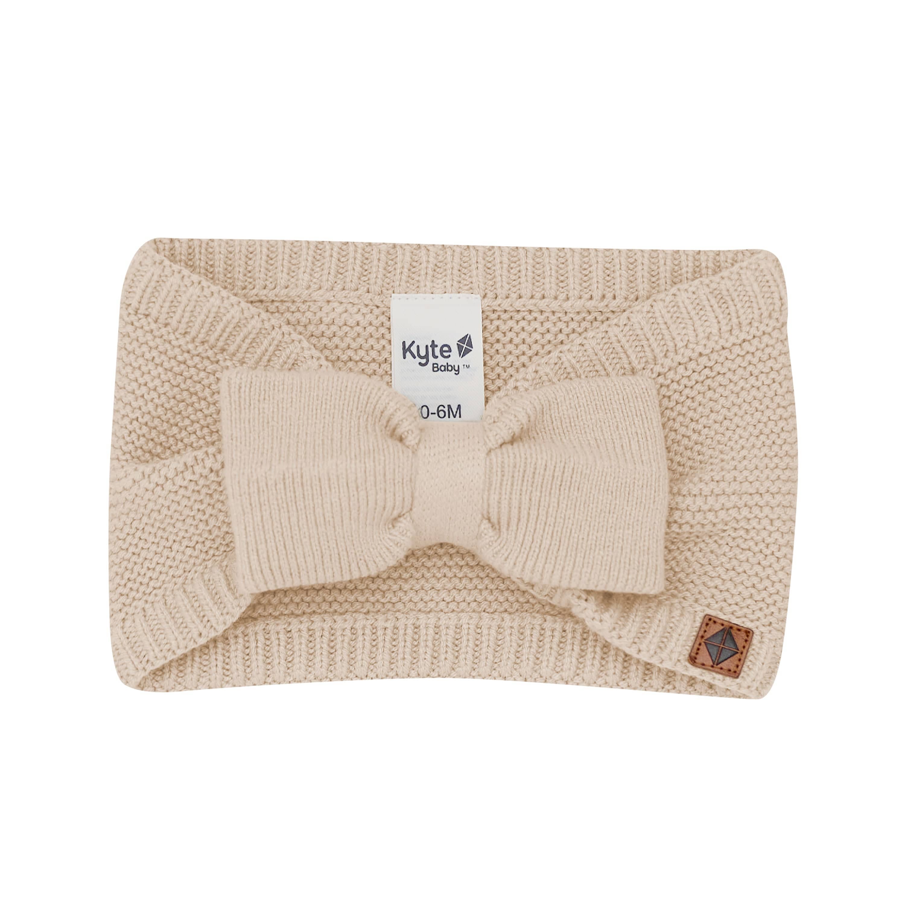 Chunky Knit Adult Bow Headband in Almond