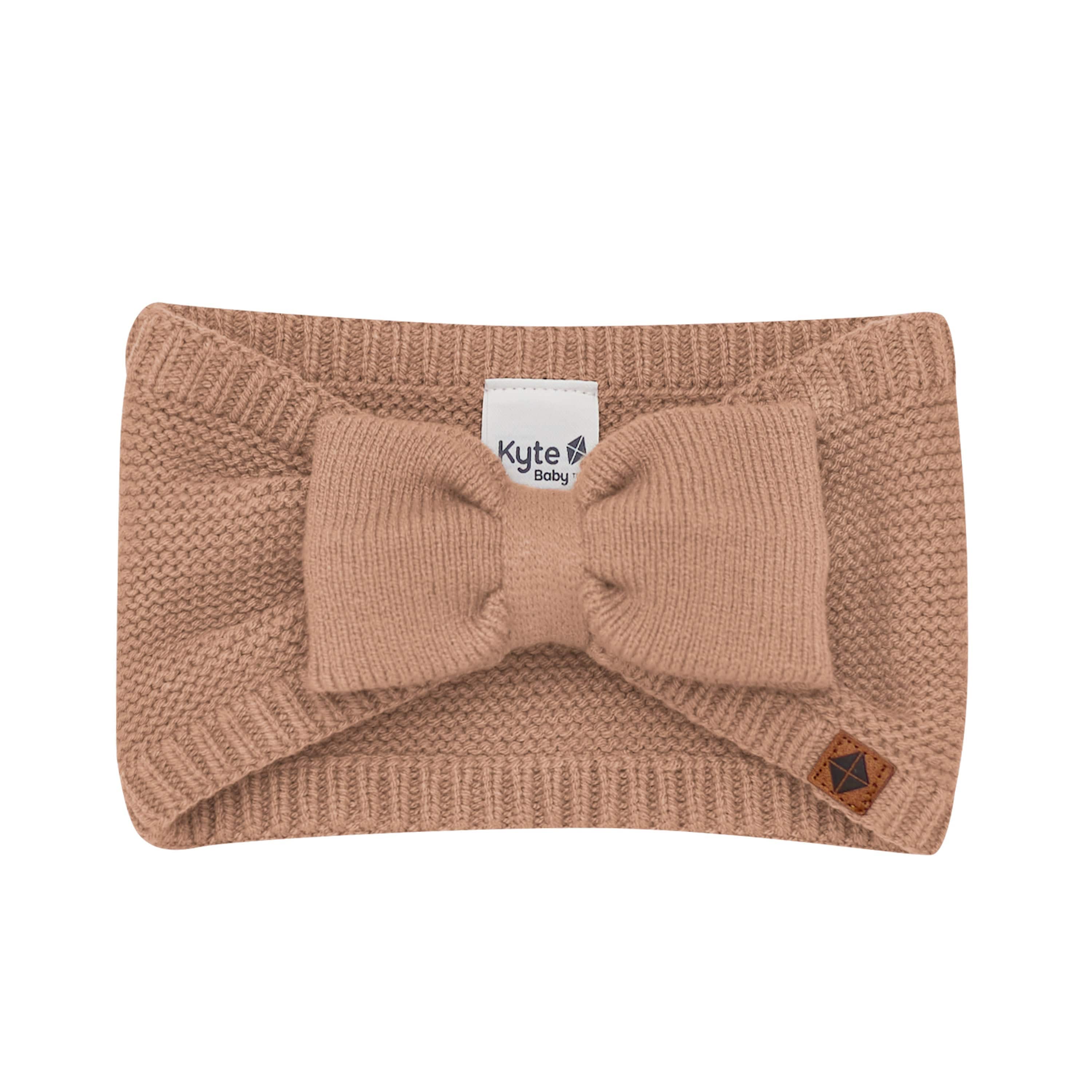 Chunky Knit Adult Bow Headband in Latte