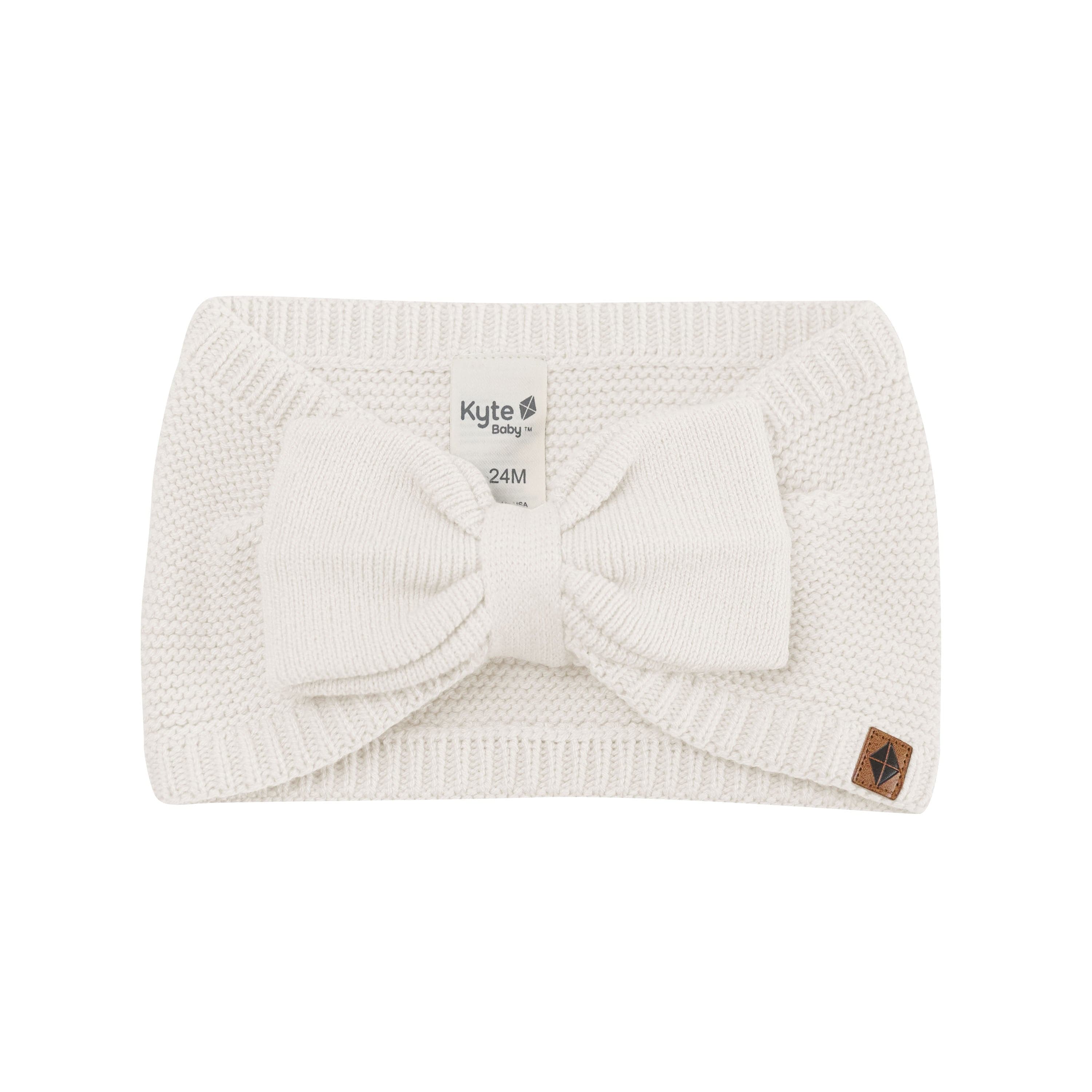 Chunky Knit Adult Bow Headband in Oat
