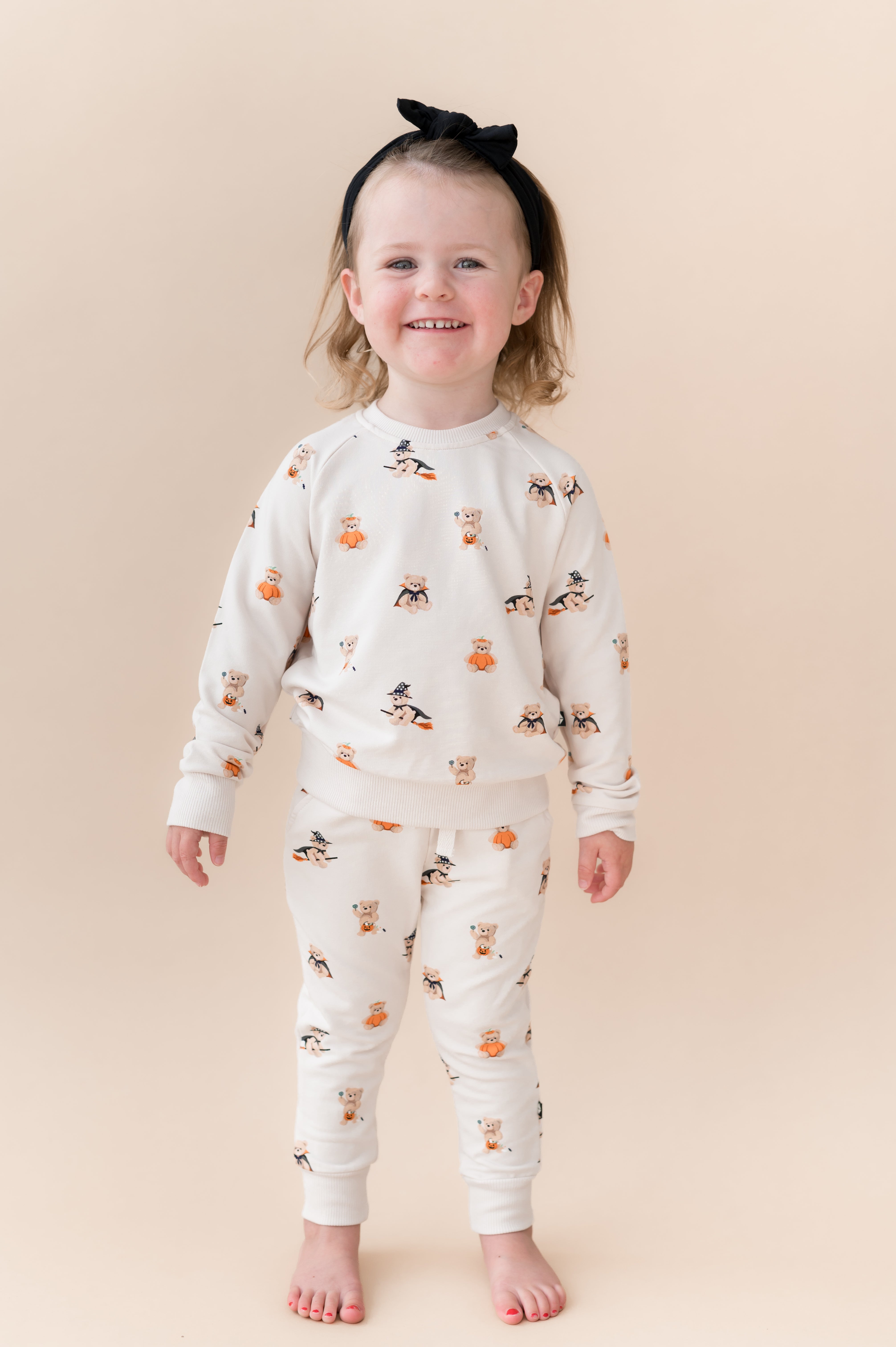 Long Sleeve Jogger Set in Halloween Teddy