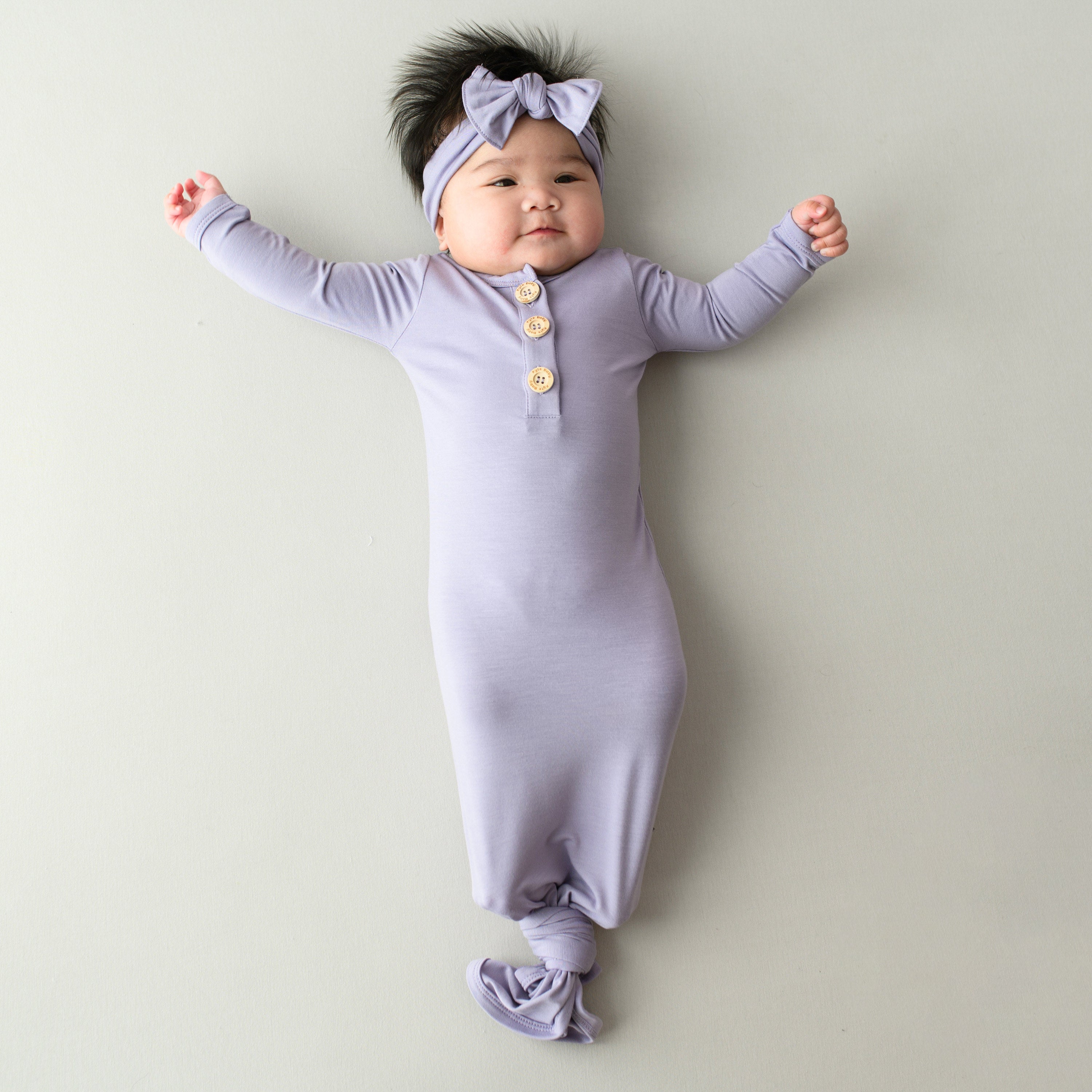 Knotted Day Gown with Bow Set in Taro