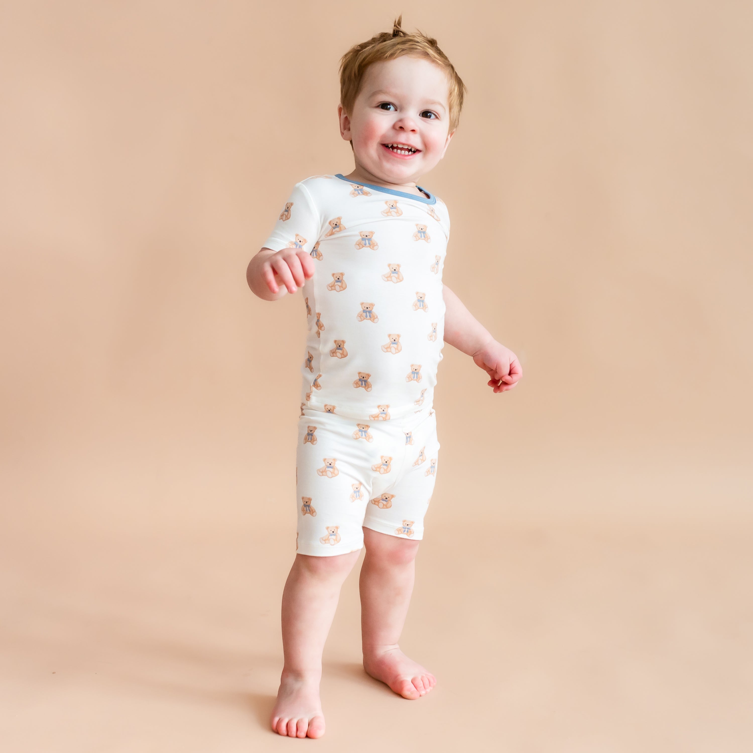 Short Sleeve Pajamas in Teddy Bear