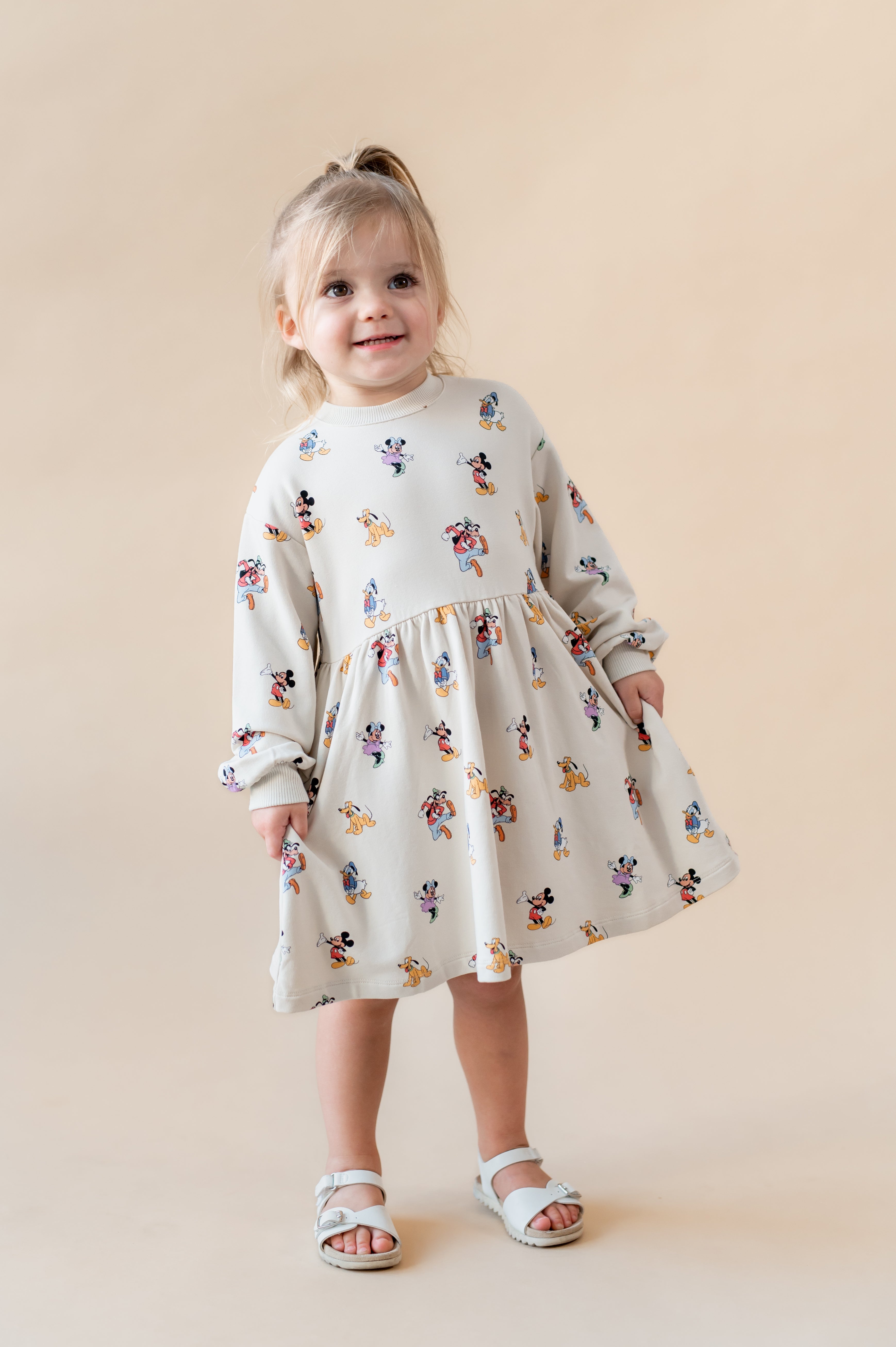 Long Sleeve Skater Dress in Mickey Mouse and Friends