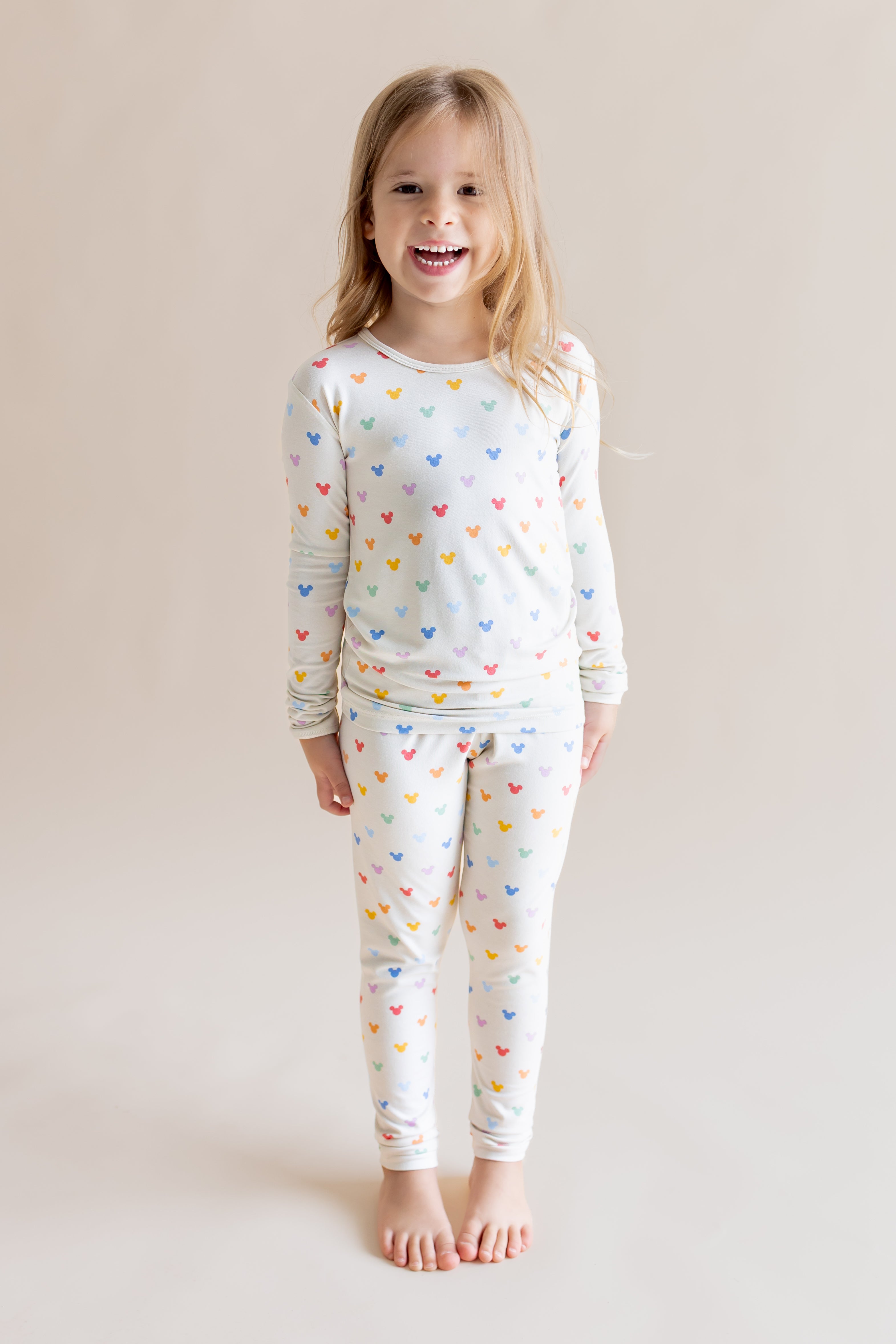 Long Sleeve Pajamas in Pastel Mickey Mouse