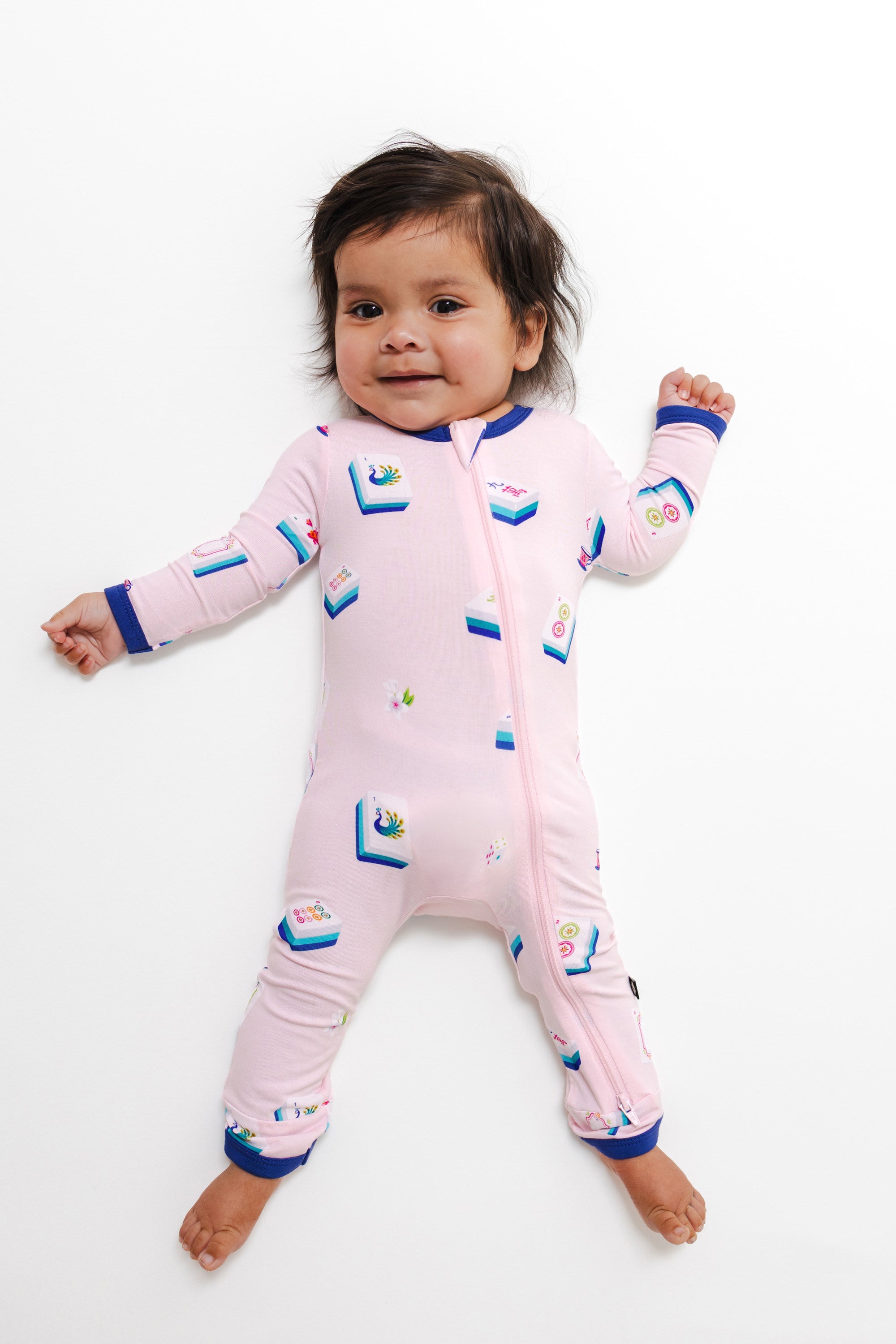 Zippered Romper in Sakura Mahjong
