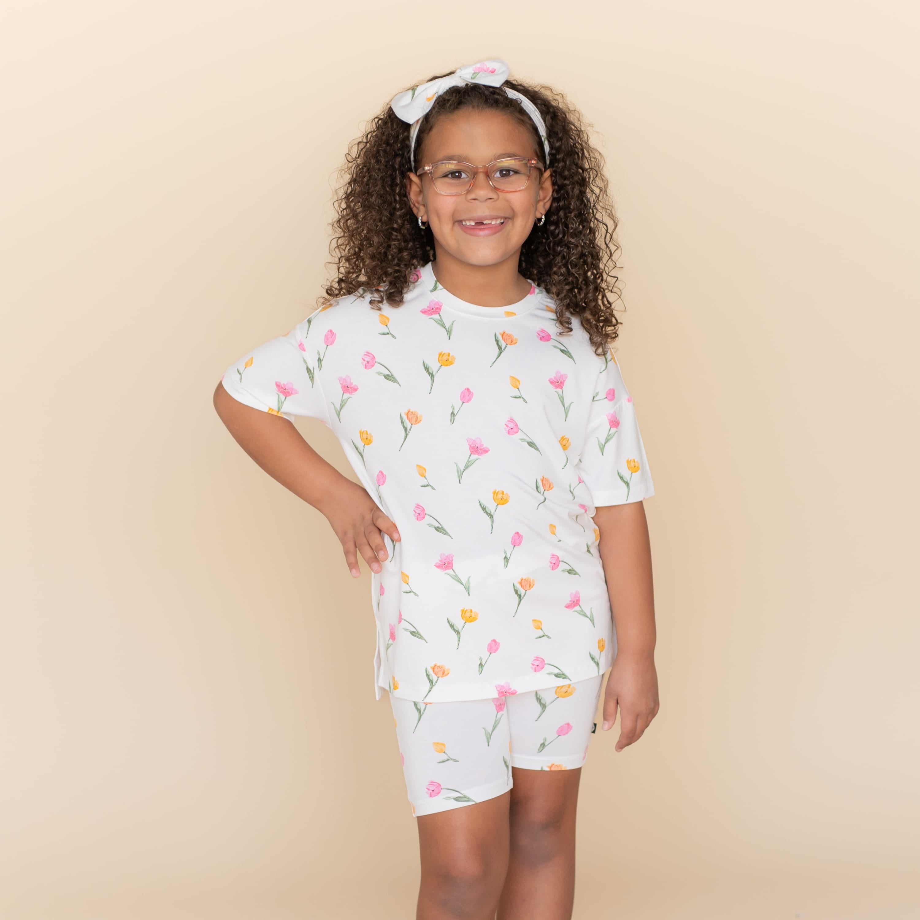 Toddler Biker Short Set in Tulip