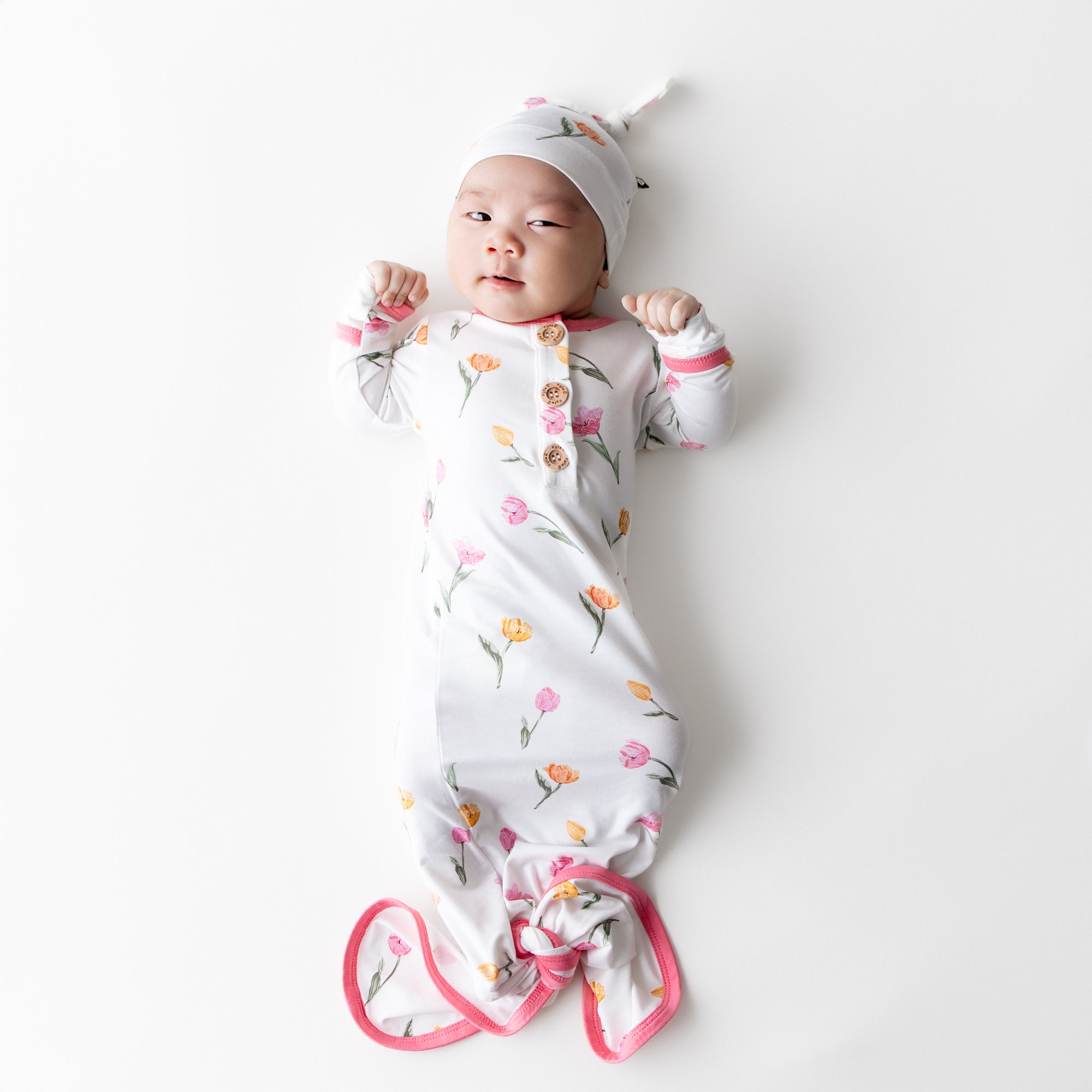 Knotted Day Gown with Hat Set in Tulip