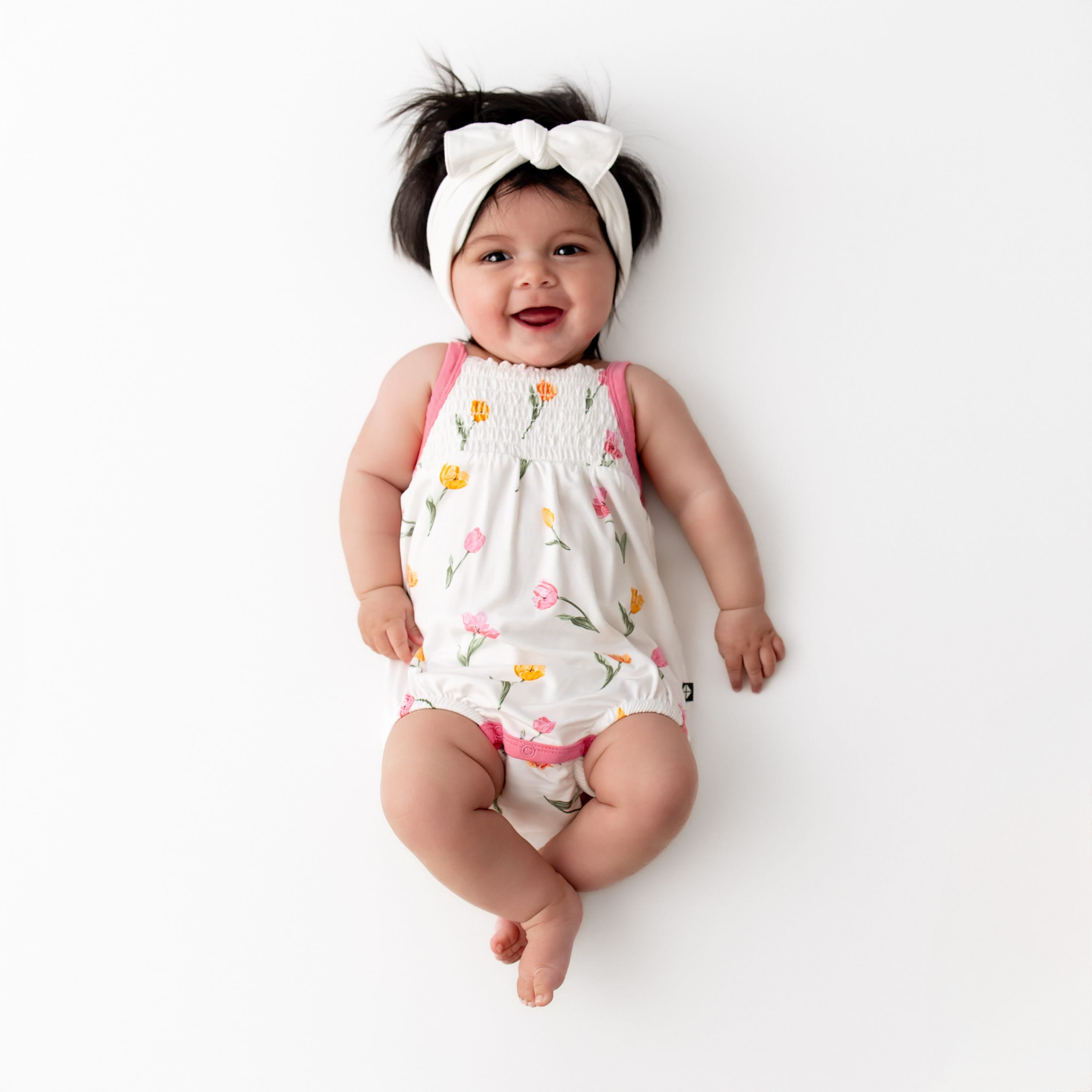 Smocked Bubble Romper in Tulip