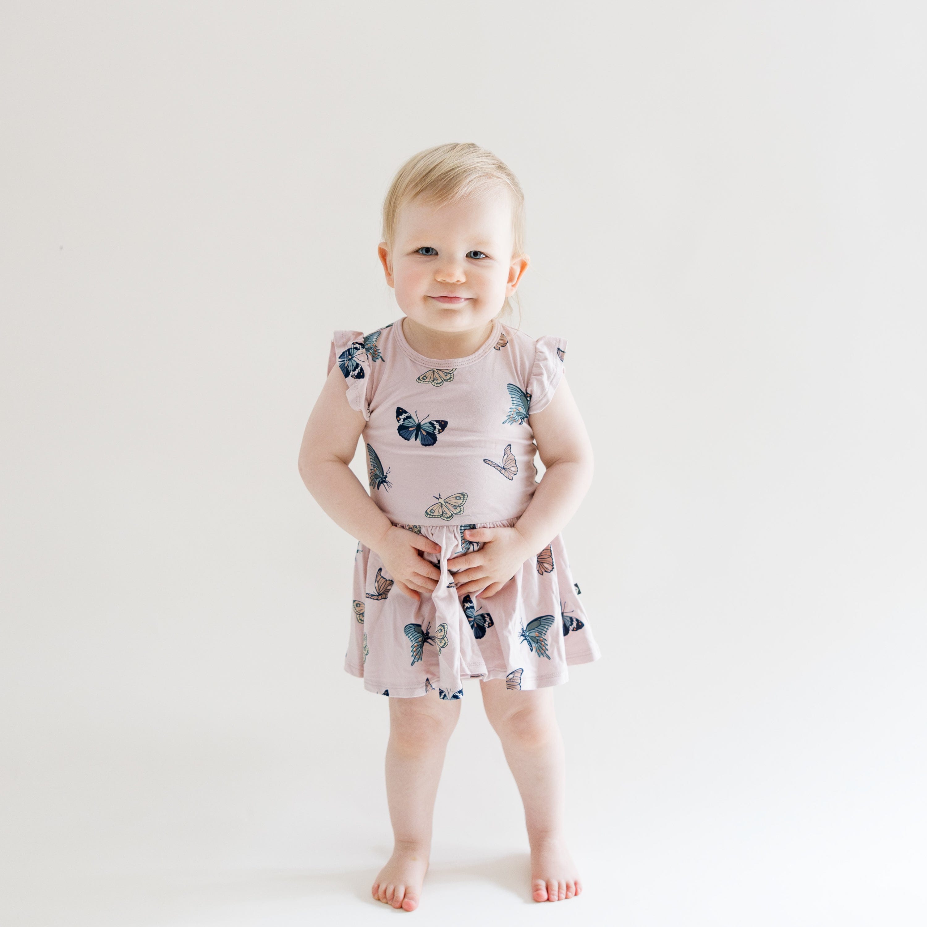 Twirl Bodysuit Dress in Blush Butterfly