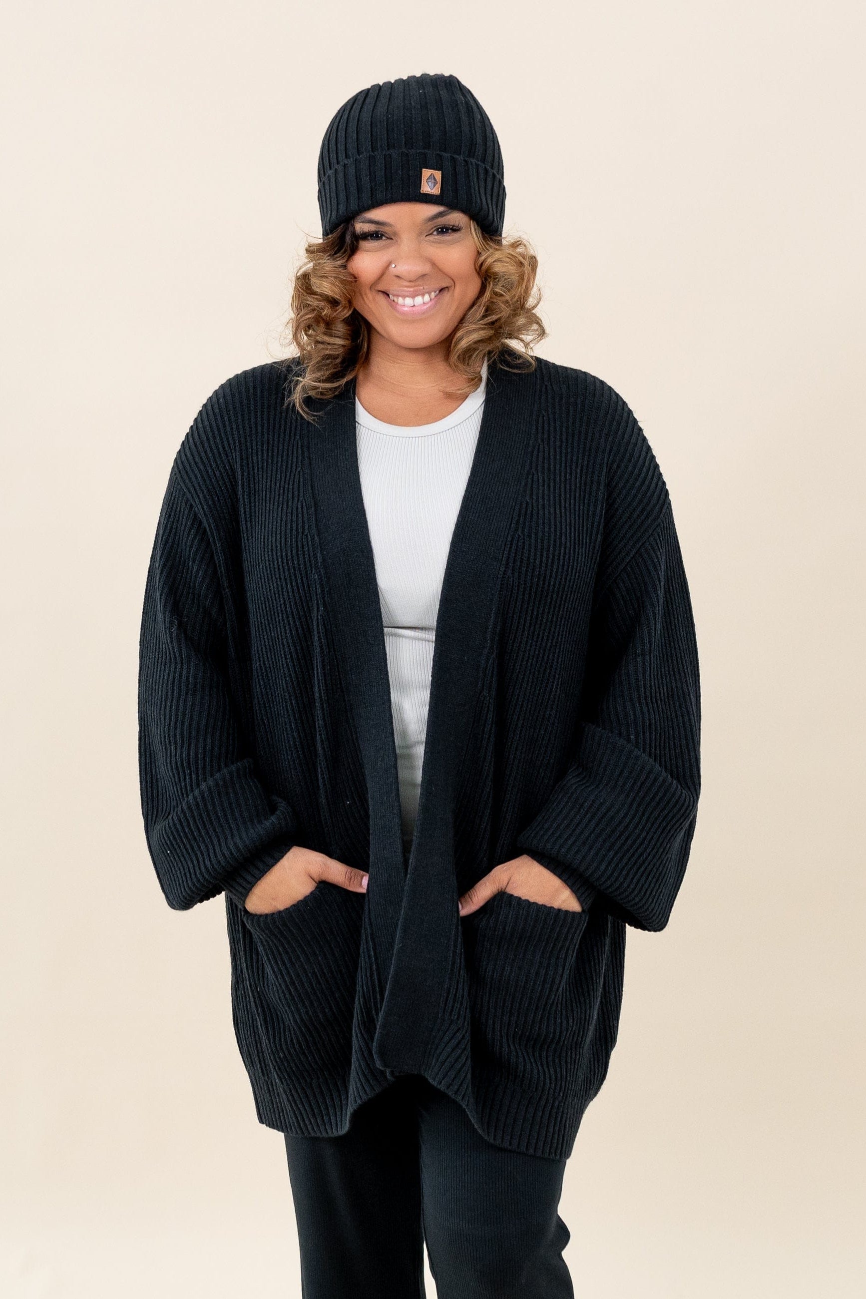 Chunky Knit Women's Oversized Cardigan in Midnight