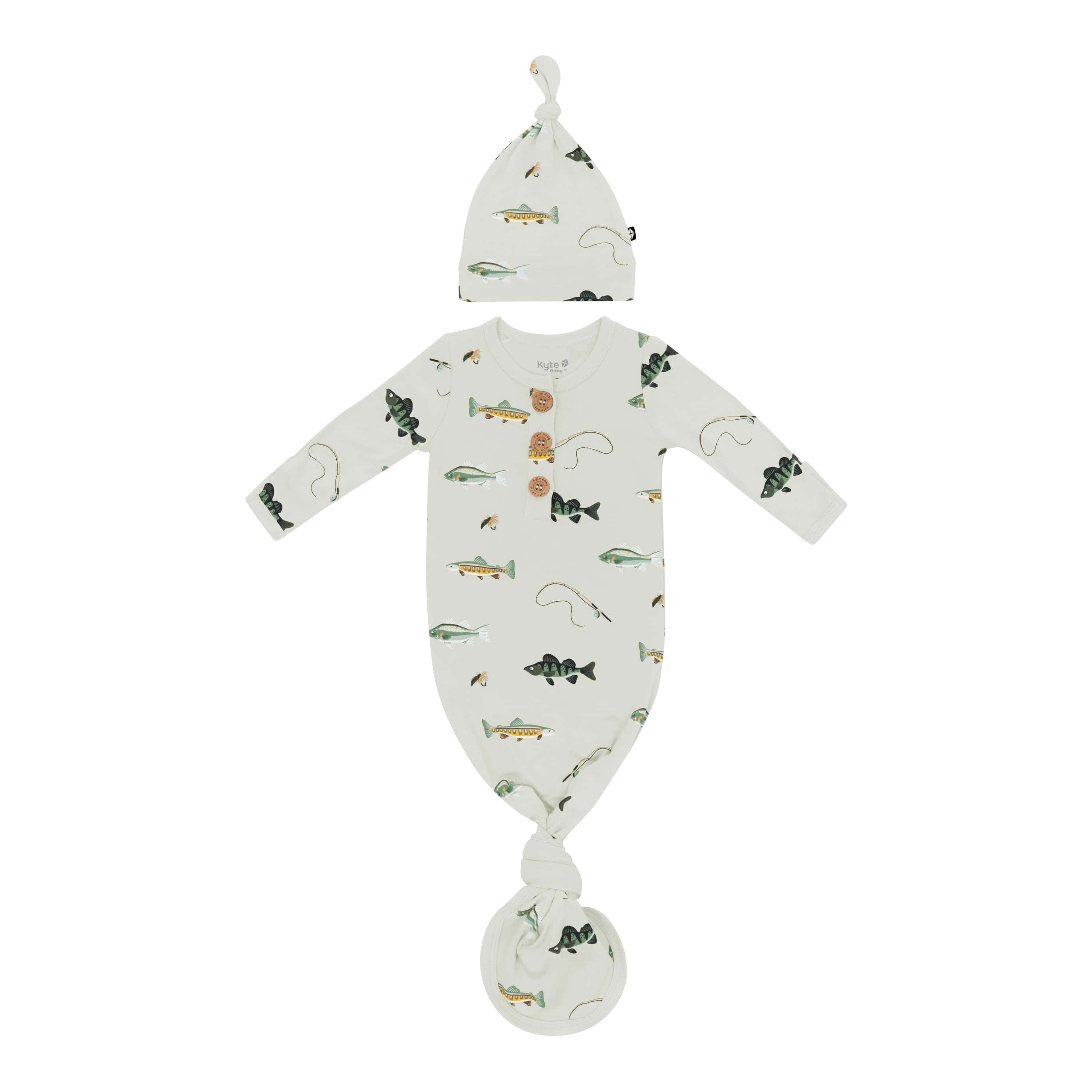 Knotted Day Gown with Hat Set Set in Fishing