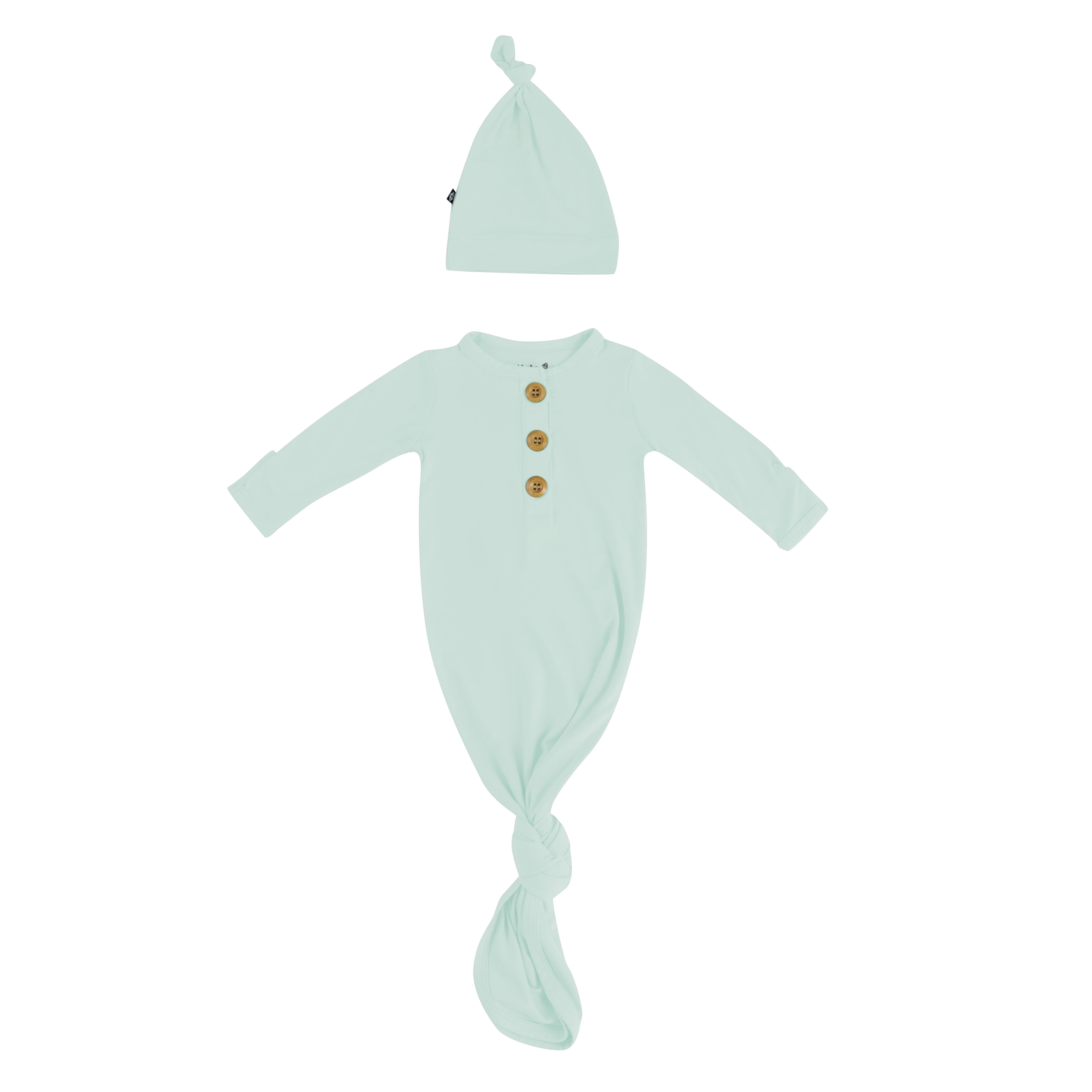 Knotted Day Gown with Hat Set in Sage