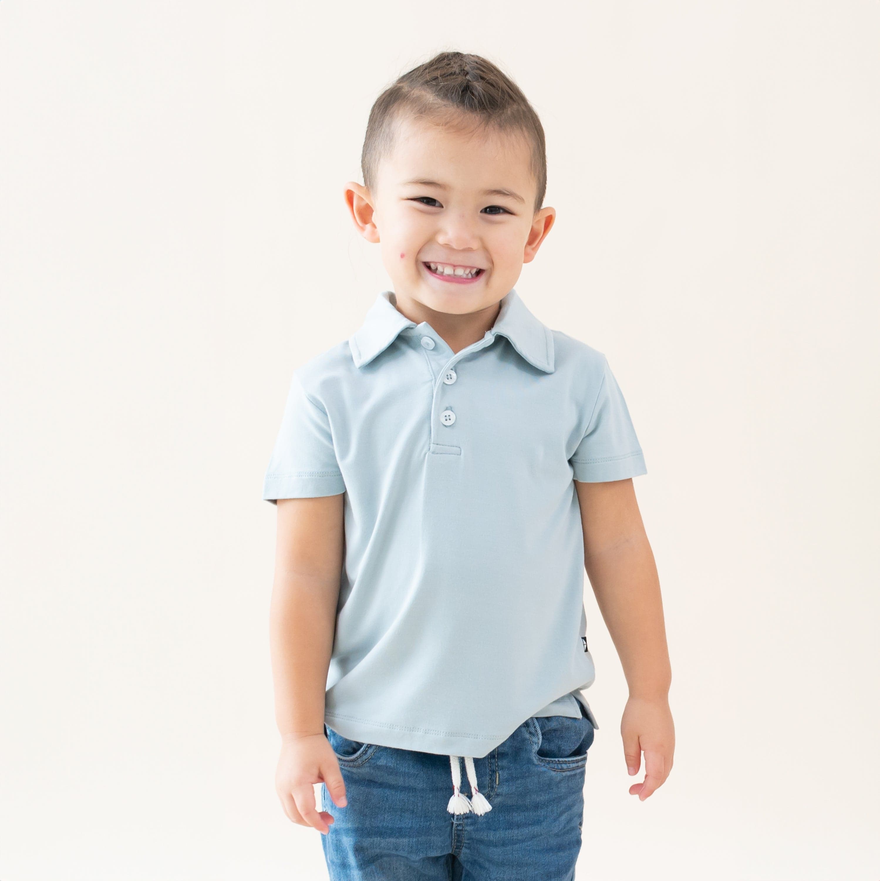 Toddler Short Sleeve Polo in Fog
