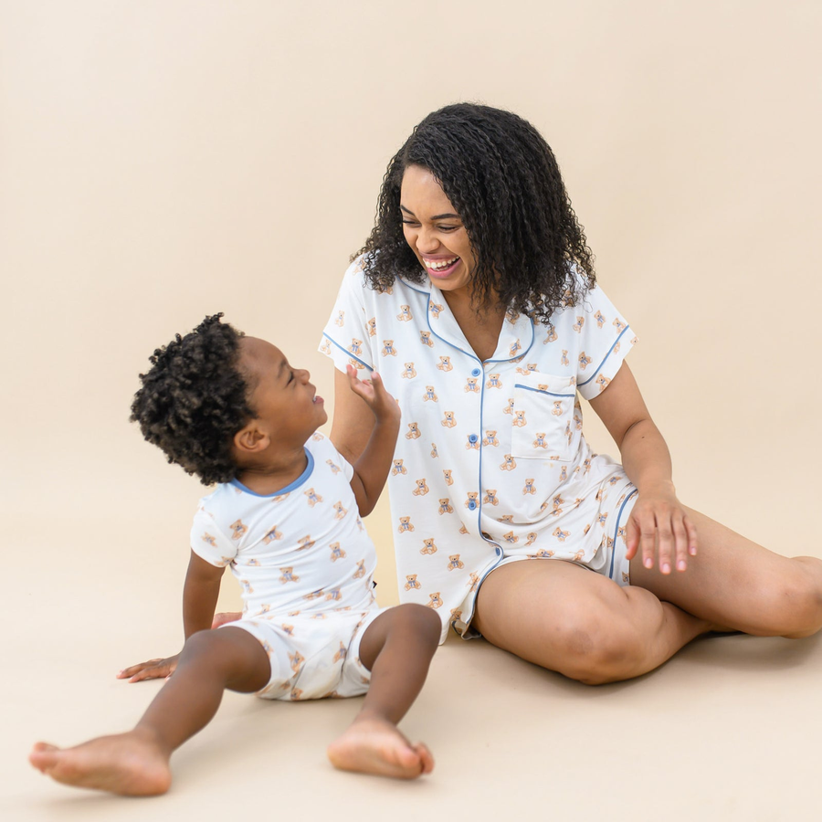 Short Sleeve Pajamas in Teddy Bear